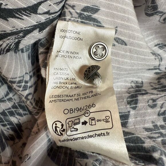 Pilcro Anthropologie Top M Stripe Floral Toile Balloon Sleeve Peasant Romantic - Picture 13 of 13